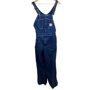 Carhartt Denim Bib Overalls Dungarees Big Man Wide Straight Leg Gorpcore 42x32
